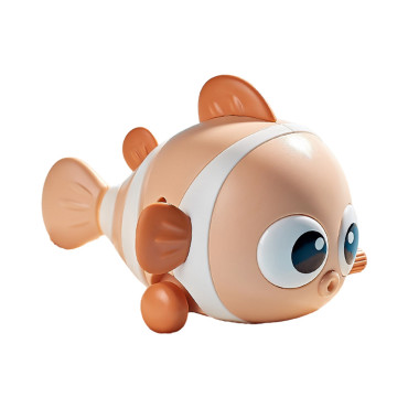 Jucarie mecanica pentru copii Cyrax, pestisor haios, cu cheita, distractiv, se taraste, se misca, 11 x 9 x 7.5 cm cm, portocaliu