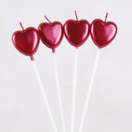 Lumanare de Tort, Cyrax, Model Inima, Party, 8.5 x 3 cm, Rosu