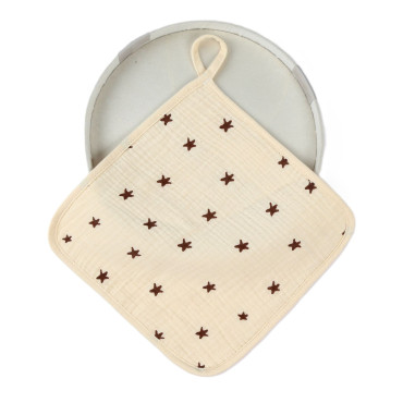 Prosop Absorbant, Cyrax, din Bumbac, 25 x 25 cm, Model Stelute, cu Agatatoare, Bej