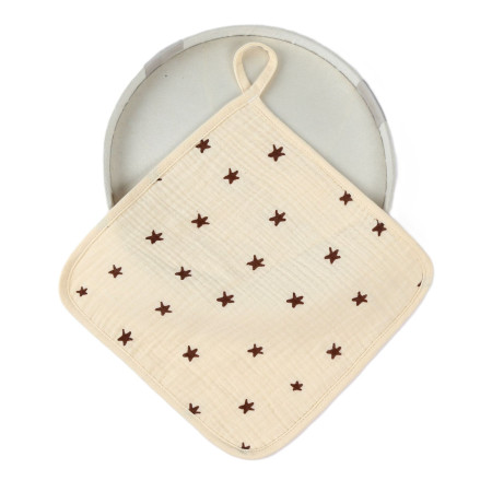Prosop Absorbant, Cyrax, din Bumbac, 25 x 25 cm, Model Stelute, cu Agatatoare, Bej