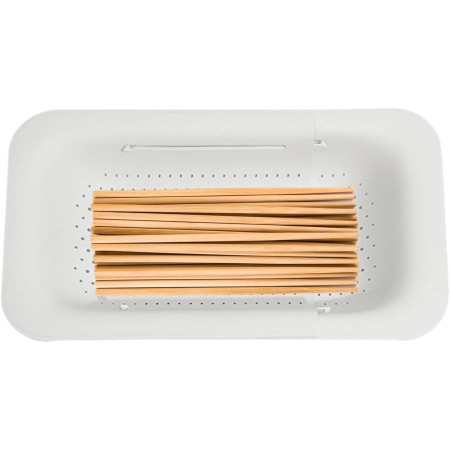 Cos de Scurgere pentru Chiuveta de Bucatarie, Cyrax, Plastic, Telescopic, 36x20x5 cm, Alb