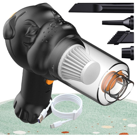 Aspirator Auto 4 in 1 Portabil fara Fir,  120W, Autonomie 1-3 h, 2 Viteze, Aspirare Umeda/Uscata, Functia de Sulfare/Umflare, Negru