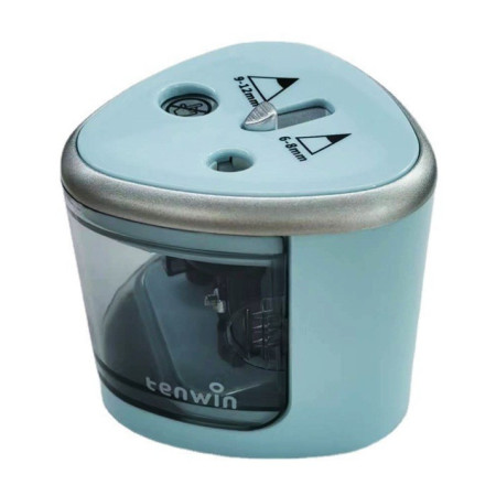 Ascutitoare Electrica cu 2 Gauri,  Gri, Baterii 4 x AA (neincluse), 7.5 x 7.5 x 7.5 cm, Albastru