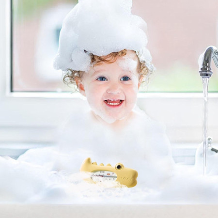 Termometru pentru Baie, Cyrax, Plutitor, Rezistent la apa, Multifunctional, Model Crocodil, 2.7x6.5x3.7 cm, Galben