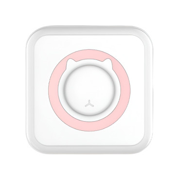 Mini Imprimanta Foto Portabila, Cyrax, 5 Role de Hartie Termica, 5 Role Autocolante, 3 Role Colorate, Pixuri, Incarcare USB, Model Pisica, Alb Roz