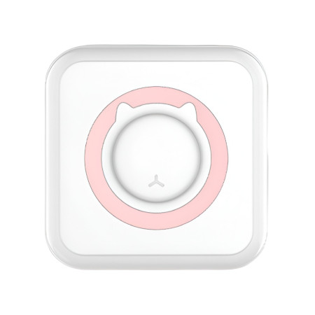 Mini Imprimanta Foto Portabila, Cyrax, 5 Role de Hartie Termica, 5 Role Autocolante, 3 Role Colorate, Pixuri, Incarcare USB, Model Pisica, Alb Roz