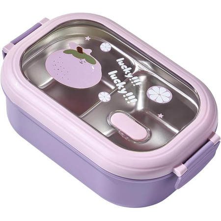 Cutie pentru Pranz sau Gustari, Cyrax, cu Doua Compartimente, pentru Copii si Adulti, Etansare, PP, Perfect pentru Scoala si Birou, 1000 mL, 22.5x14.5x8 cm, Mov