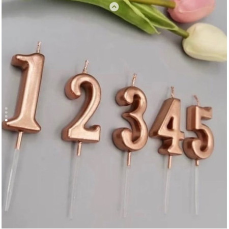 Lumanare de Tort, Cyrax, Model Cifra 2, Party, 4.5 x 2.5 cm, din Parafina, Rose Gold