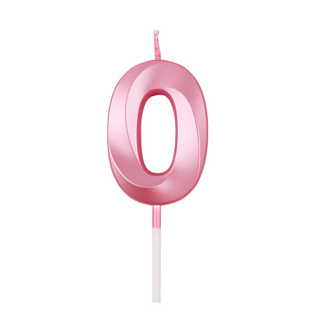 Lumanare Cifra 0, Cyrax, Model Diamond, 5 x 3.4 cm, Roz