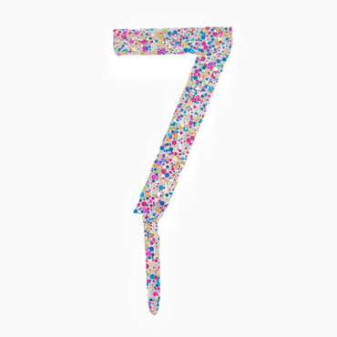 Decoratiune Topper pentru Tort, Cyrax, din Acrilic cu Fulgi de Sclipici, Model Cifra 7, Inaltime 18.5 cm, Transparent Multicolor 