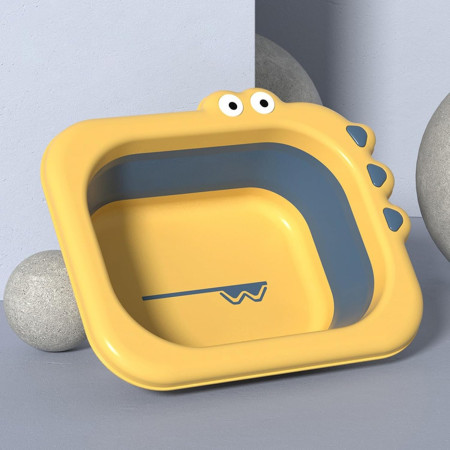 Lavoar Pliabil, Cyrax, pentru Copii, din PP/TPE, Portabil, Model Crocodil, 30x24.5x9 cm, Galben/Albastru