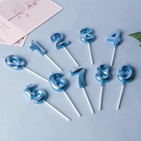 Lumanare Cifra 1, Cyrax, Model Diamond, 5 x 3.4 cm, Albastru