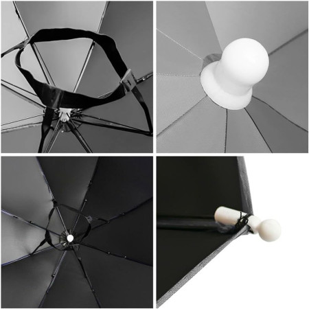 Umbrela de Cap,  Diametru 69 cm, Banda Elastica de Cap, Protectie UV/Ploaie, Negru