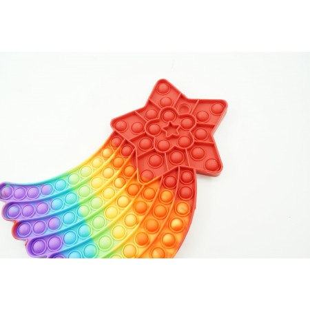Jucarie antistres din silicon, Cyrax, Pop It Now and Flip It, Stea cazatoare, Multicolor
