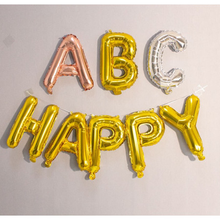 Balon Folie Metalizata Litera A, Cyrax, 40 cm, Umflati cu Heliu sau Aer, Ambalaj Individual, Pai inclus, Auriu