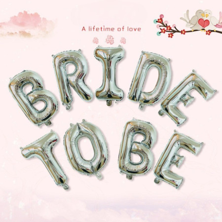 Set Baloane din Folie Metalizata, Cyrax, Model Bride to Be, Litere de 40 cm, Baloane Party, Ambalaj Individual, Pai Inclus, Umflare cu Aer sau Heliu, Argintiu