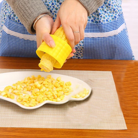 Ustensila pentru Curatare Porumb, Cyrax, Diametru 3.6 cm, din Plastic si Otel Inoxidabil, Galben