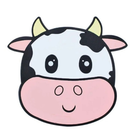 Suport pentru Pahar, Cyrax, Model Vacuta, din PVC, 15.5 x 15.5 cm, Rezistent la Caldura, Alb/Roz