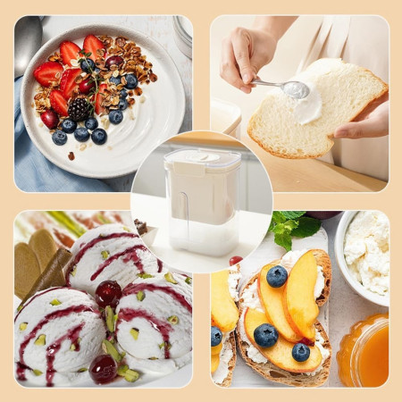 Kit Presa Pentru Branza, Cyrax, Filtru de Iaurt, Strecuratoare de Iaurt Grecesc, Filtru de lapte, 18x9.7x13 cm, Lingura Verde 20x1.6 cm, Alb