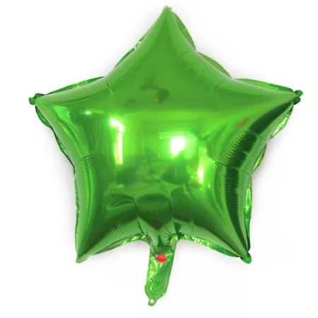 Balon din Folie Metalizata, Cyrax, Figurina Stea, Model Simplu, Tematica Aniversare, 40 cm, Ambalaj Individual, Pai Inclus, Umflare cu Aer sau Heliu, Verde