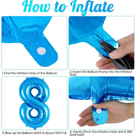 Balon din Folie Metalizata, Cyrax, Figurina Cifra, Tema Aniversare 80 cm, Ambalaj Individual, Pai inclus, Umflare cu Aer sau Heliu, Albastru, Cifra 8
