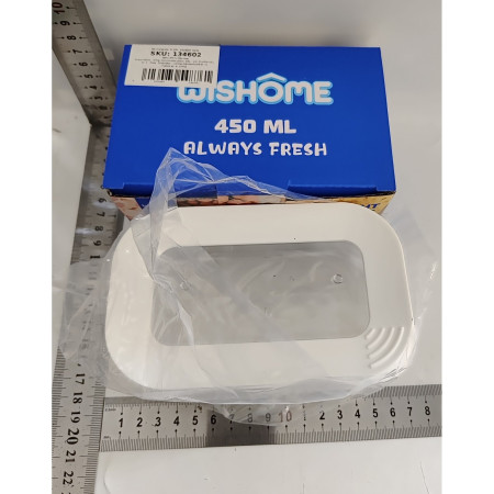 Cutie de Depozitare Alimente, Cyrax, 450 ml, Capac Alb, din ABS+Silicon, 14.5 x 9 x 6 cm, Transparent