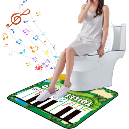 Covoras de Baie,  Model Pian Electric, Interactiv, 3 Moduri, +14 Ani, din Panza, cu Baterii, 60 x 48 cm, Verde