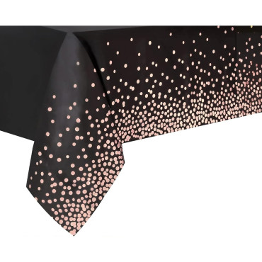 Fata de Masa, Cyrax, din PEVA, Imprimeu Buline Roz, 137 x 274 cm, Impermeabila, Fara Pete, Curatare Rapida, Negru