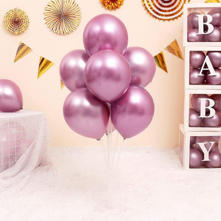 Set 10 Baloane din Latex Chrome, Cyrax, Model Party, 23 cm, Mov, 2.2 g