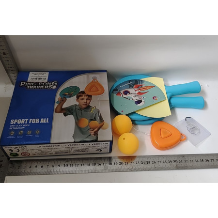 Set Palete pentru Tenis de Masa, Cyrax, pentru Copii, Accesoriu de Agatat Inclus, 2 Mingi, Design Animat, Albastru