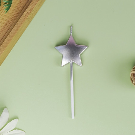 Lumanare de Tort, Cyrax, Model Steluta, Party, 8.5 x 3.2 cm, Argintiu