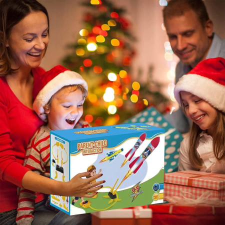 Jucarie pentru Copii, Cyrax, Lansator de Rachete cu Piciorul, Doua Lansatoare, 6 Rachete Fara Lumini, 45x18 cm, Galben