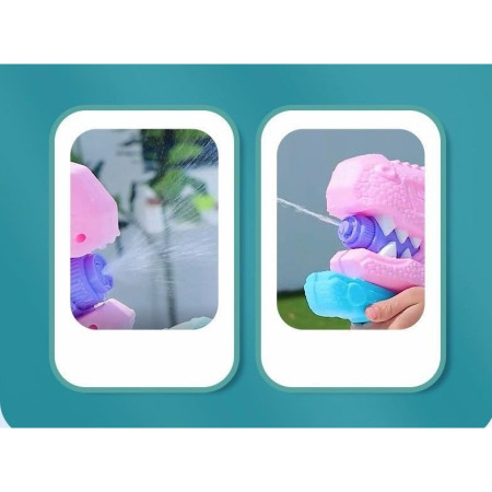 Set 2x Pistol cu Apa pentru Copii, Rezervor, Pentru Piscina/Plaja, Cyrax, 6ani+, Tiranozaur,  Roz + Verde,660 ML