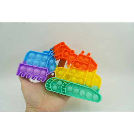 Jucarie antistres din silicon Cyrax, Pop it Now and Flip It ,Excavator ,Multicolor ,Model 4