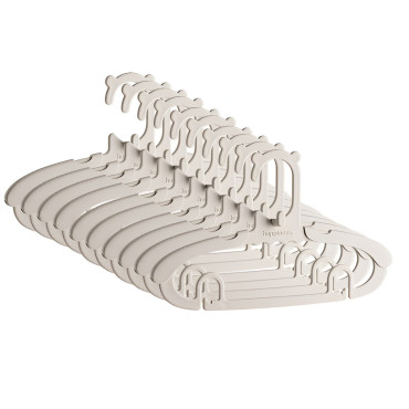 Set 10 Umerase pentru Copii,  Potrivite pentru Uscarea si Depozitarea Hainelor de Bebelusi, 28x16.7 cm, Crem
