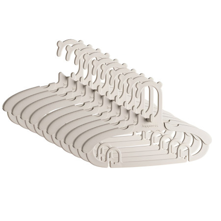 Set 10 Umerase pentru Copii,  Potrivite pentru Uscarea si Depozitarea Hainelor de Bebelusi, 28x16.7 cm, Crem
