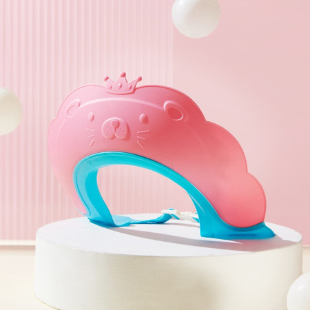 Cyrax Viziera de Protectie Baie Pentru Copii, Fippy, Model Coronita Leu, Dimensiune ajustabila, Durabil, Usor de curatat, Impotriva Samponului, pentru Ochi si Urechi, TPE+PP, 21x20.5 cm, Roz