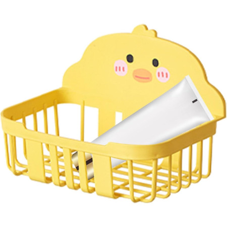 Cutie de Depozitare,  din Plastic, Montare pe Perete, Model Ratusca, 13x19x12 cm, Galben