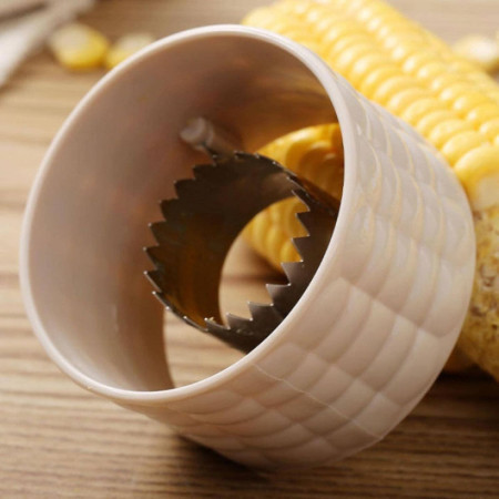 Ustensila pentru Curatare Porumb, Cyrax, Diametru 3.6 cm, din Plastic si Otel Inoxidabil, Alb