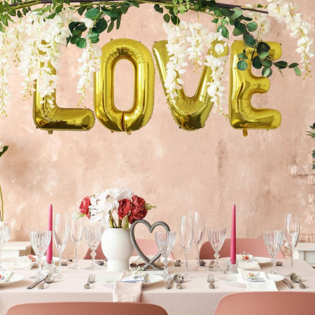 Balon Folie Metalizata Litera E, Cyrax, 80 cm, Umflati cu Heliu sau Aer, Ambalaj Individual, Pai inclus, Auriu