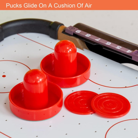 Masa Air Hockey Graffiti cu Picioare Lungi, Cyrax, Lemn, 2 Pucuri, Tabela Scor, 2 Impingatoare, 76x38x61 cm, Maro