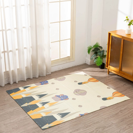 Covoras pentru Copii, Cyrax, cu 2 Fete, Model Padure/Elefanti, din XPE+PE, Impermeabil, Antiderapant, Protectie Termica, +3 Luni, Pliabil, 180 x 200 x 1.5 cm, Multicolor