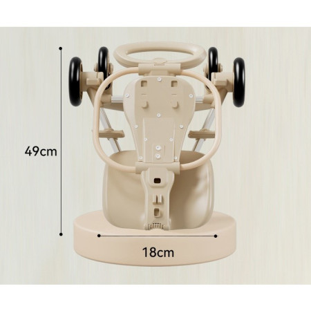 Carucior Pliabil, Cyrax, 1-3 Ani, Reversibil, 4 Roti, Parasolar, din Aliaj de Aluminiu + Plastic + Textil, 52 x 42 x 90 cm, Bej