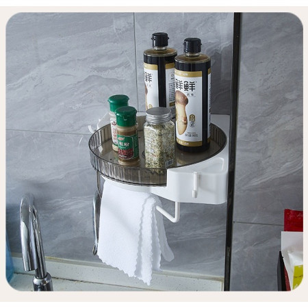 Suport Depozitare,  din Plastic, Rotativ 360 grade, Montare fara Perforatii, pentru Baie/Bucatarie, Alb