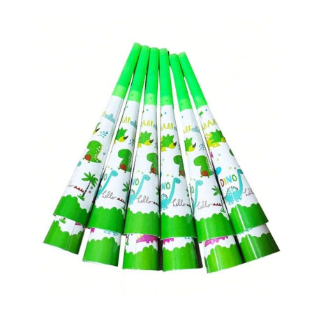 Set 6 Suflatori, Cyrax, Colectia Dino Park, 20 x 5 cm, din Carton, Multicolor