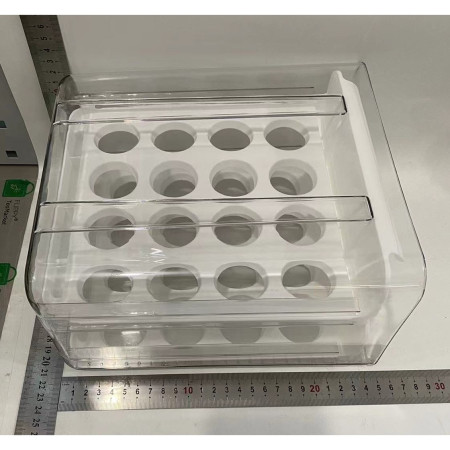 Suport pentru Oua, Cyrax, Strat Dublu, Capacitate 32 de Oua,  23.5x21.5 cm, din Plastic, Alb