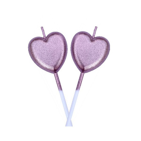 Lumanare de Tort, Cyrax, Model Inima, Party, 8.5 x 3 cm, Roz Gold