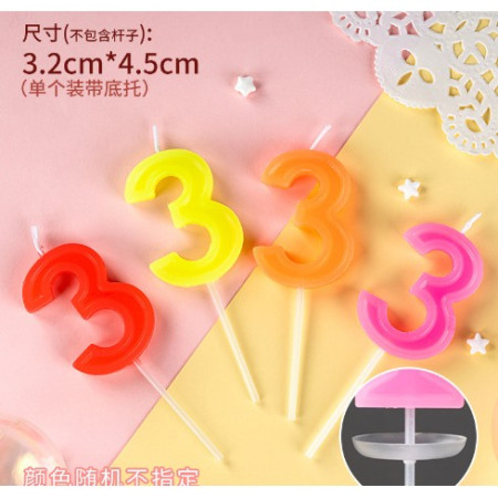 Lumanare Tort, cifra 3, Cyrax, Culoare Random