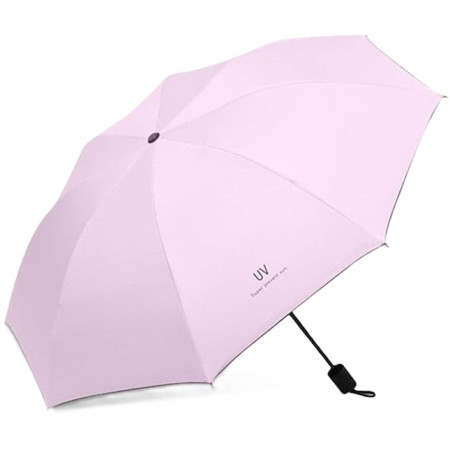 Umbrela,  Protectie UV Soare, Protectie Ploaie, Pliabila, din Vinil si Otel, 96 x 67 cm, Roz