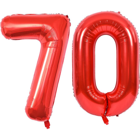 Balon din Folie Metalizata, Cyrax, Figurina Cifra, Model 7, Tema Aniversare 40 cm, Ambalaj Individual, Pai Inclus, Umflare cu Aer sau Heliu, Rosu